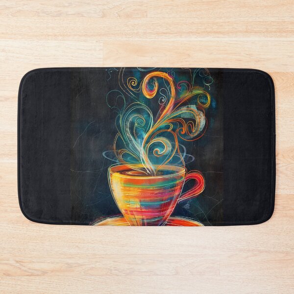 Item preview, Energetic Brew- Vibrant Swirls Rise from Multi-Colored Coffee Cup Generative AI designed and sold by OlfactoART Studio.