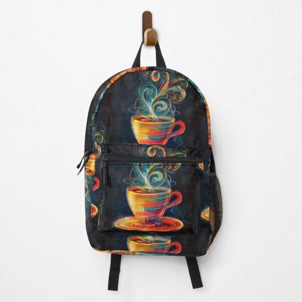 Item preview, Energetic Brew- Vibrant Swirls Rise from Multi-Colored Coffee Cup Generative AI designed and sold by OlfactoART Studio.