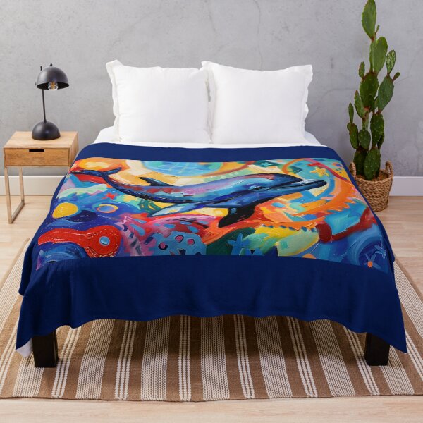 Item preview, Whimsical Dolphin Delight- Vibrant Colors and Bold Brushstrokes Dance Beneath the Waves designed and sold by OlfactoART Studio.