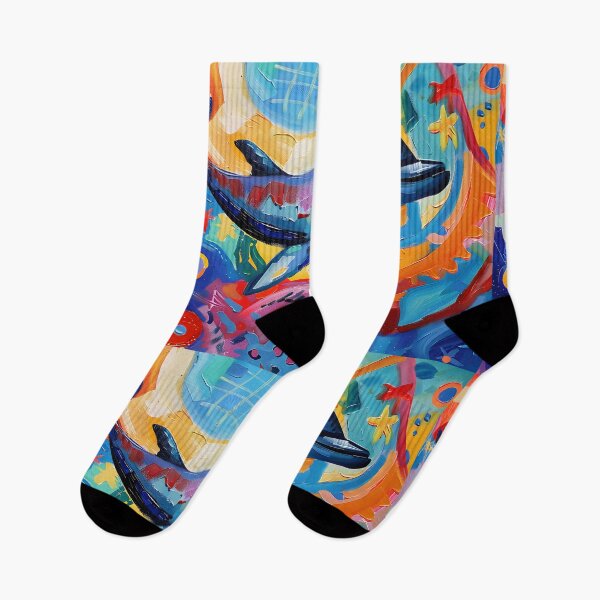 Item preview, Whimsical Dolphin Delight- Vibrant Colors and Bold Brushstrokes Dance Beneath the Waves designed and sold by OlfactoART Studio.