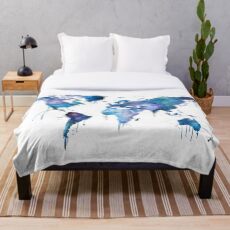 Watercolor Map of the World Map Throw Blanket