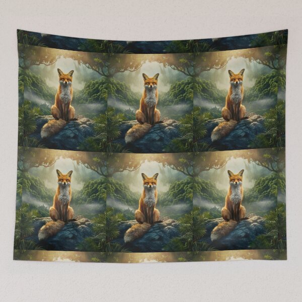 Item preview, Fox Portrait. sunrise forest designed and sold by FoxVibes.