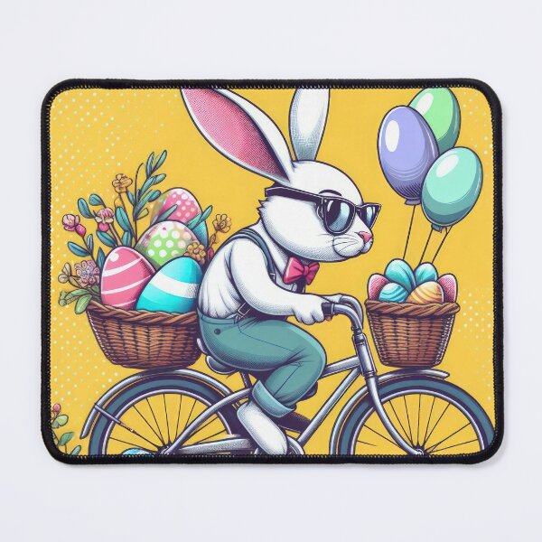 Item preview, rabbit with a bike and Easter eggs Easter Funny animals designed and sold by Expressions-Sel.