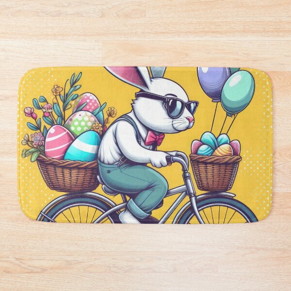 Item preview, rabbit with a bike and Easter eggs Easter Funny animals designed and sold by Expressions-Sel.