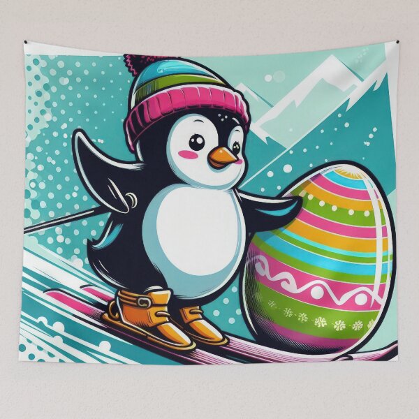 Item preview, penguin skier Easter Funny animals designed and sold by Expressions-Sel.