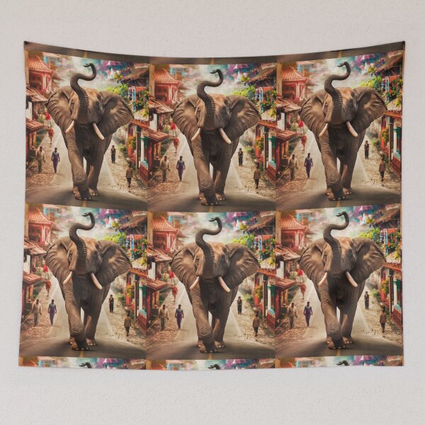 Item preview, Elephant Portrait. walking elephant, in town designed and sold by ElephantVibes.