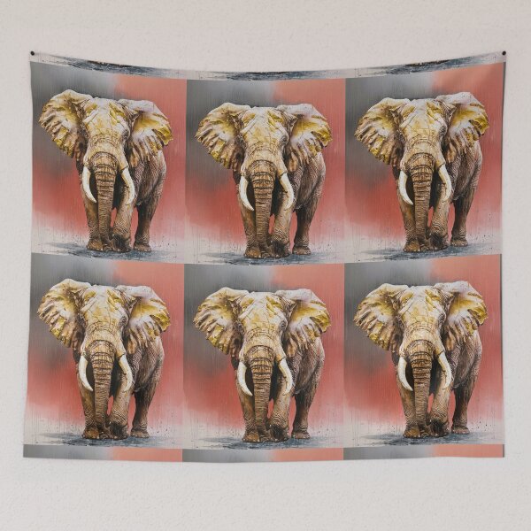 Item preview, Elephant Portrait. impasto style designed and sold by ElephantVibes.