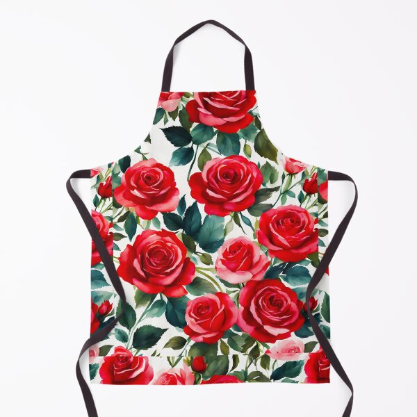 Item preview, watercolor of red roses pattern designed and sold by soulfulpalette.