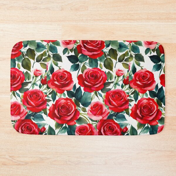 Item preview, watercolor of red roses pattern designed and sold by soulfulpalette.