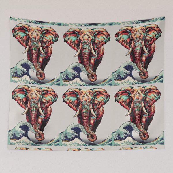 Item preview, Elephant Portrait. japanese art style, japanese wave designed and sold by ElephantVibes.