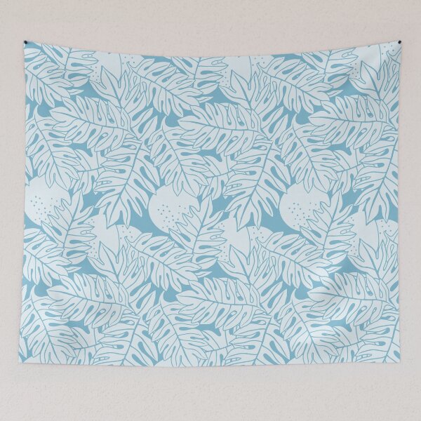 Item preview, Hawaiian Breadfruit-Ulu leaves-sky blue designed and sold by Linda Maliuana.