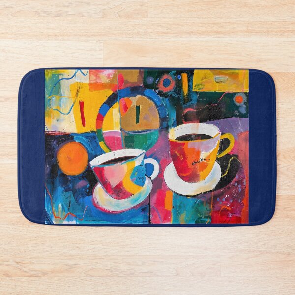 Item preview, Dynamic Duo- Vibrant Coffee Cups Amid Abstract Color Splash designed and sold by OlfactoART Studio.