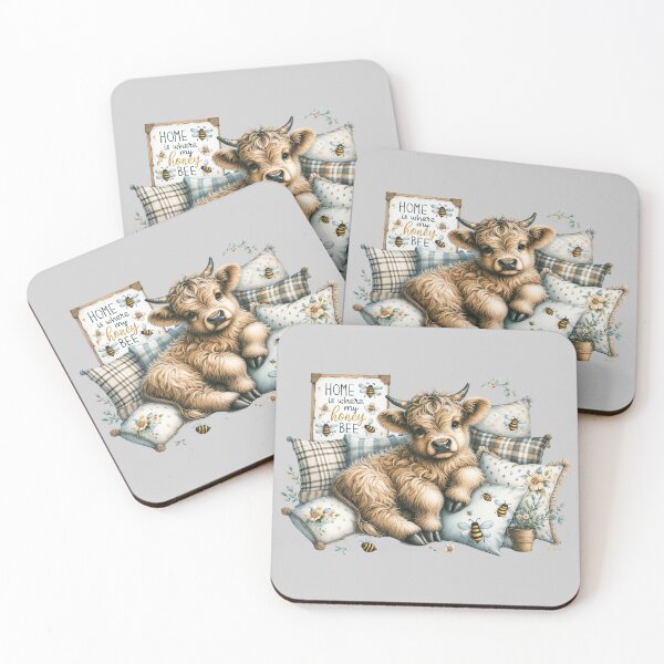 Item preview, Home is Where My Honey Bee French Farmhouse Decor Highland Cow  designed and sold by Mumzy2many.