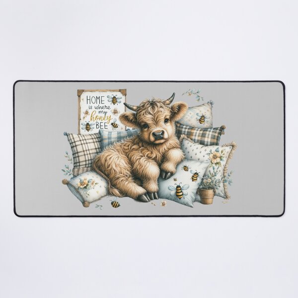 Item preview, Home is Where My Honey Bee French Farmhouse Decor Highland Cow  designed and sold by Mumzy2many.