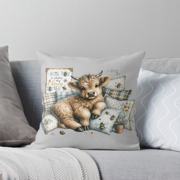 Item preview, Home is Where My Honey Bee French Farmhouse Decor Highland Cow  designed and sold by Mumzy2many.