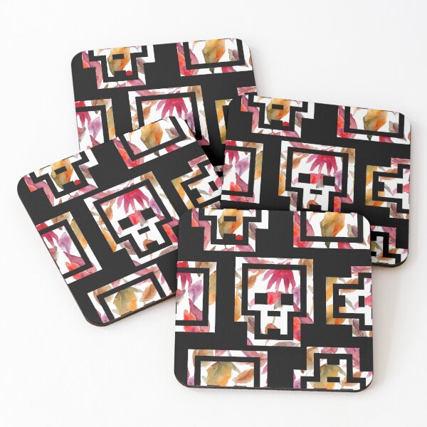 Item preview, Watercolor Floral Skull Quartet - Cool Skull pattern designed and sold by EWNDesigns.