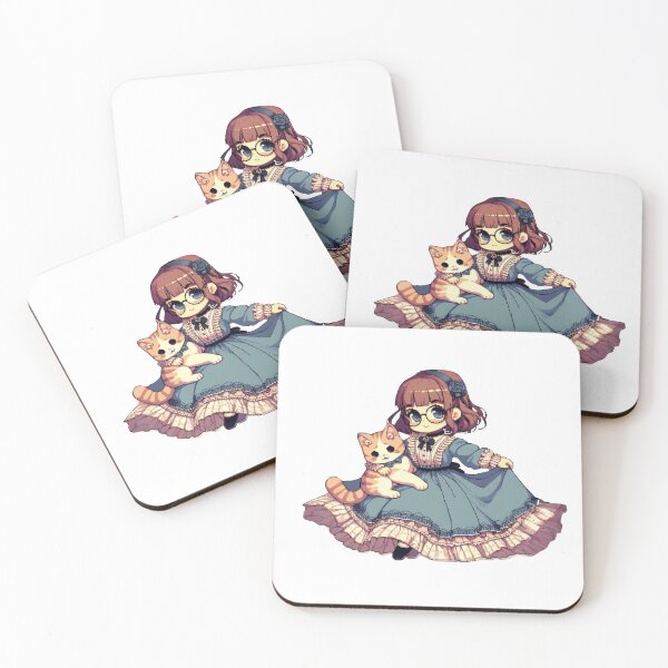 Item preview, Girl with her cat designed and sold by RixxysArtstuff.