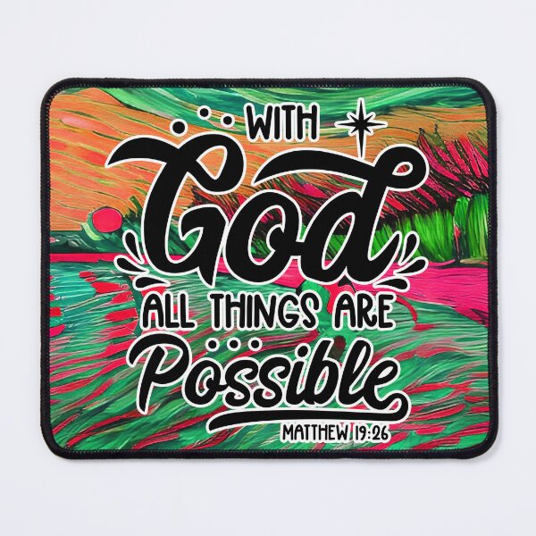 Item preview, Bible Verses About Healing - Matthew 19:26 - abstract beach Red and turquoise wavesbackground designed and sold by ZenReiArt.