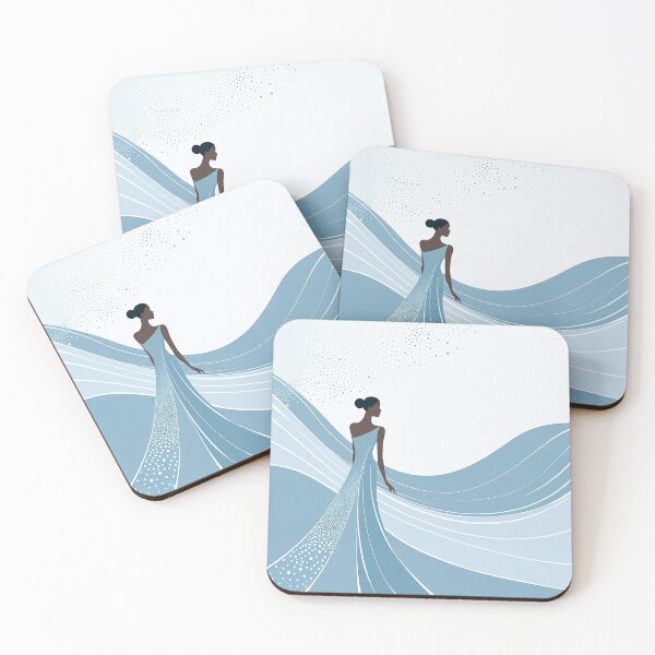 Item preview, Modern Fashion Illustration: Elegant Woman in Serene Blue Dress designed and sold by PaintbrushPlace.