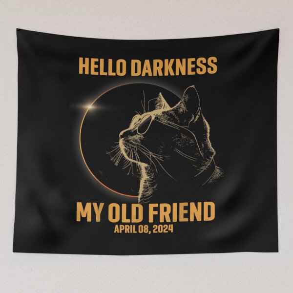Item preview, Hello Darkness My Old Friend Cat Solar Eclipse April 08 2024 designed and sold by SaigePurd54.