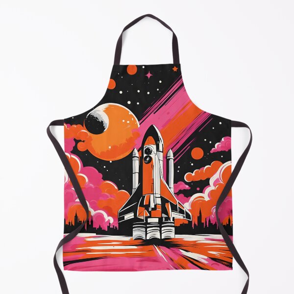 Item preview, Space rocket in a black, pink and orange world - graphic design illustration designed and sold by SirenSeventyOne.