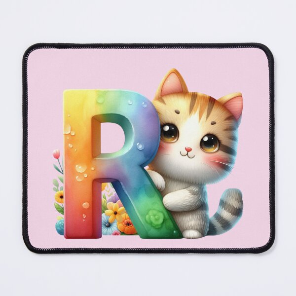 Item preview, Cute Cat Rainbow Letter R designed and sold by NettiesWallArt.
