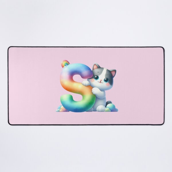 Item preview, Cute Cat Rainbow Letter S designed and sold by NettiesWallArt.
