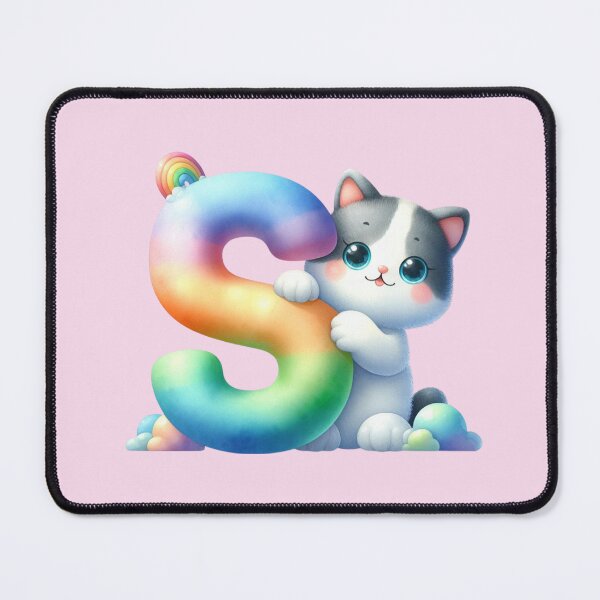 Item preview, Cute Cat Rainbow Letter S designed and sold by NettiesWallArt.