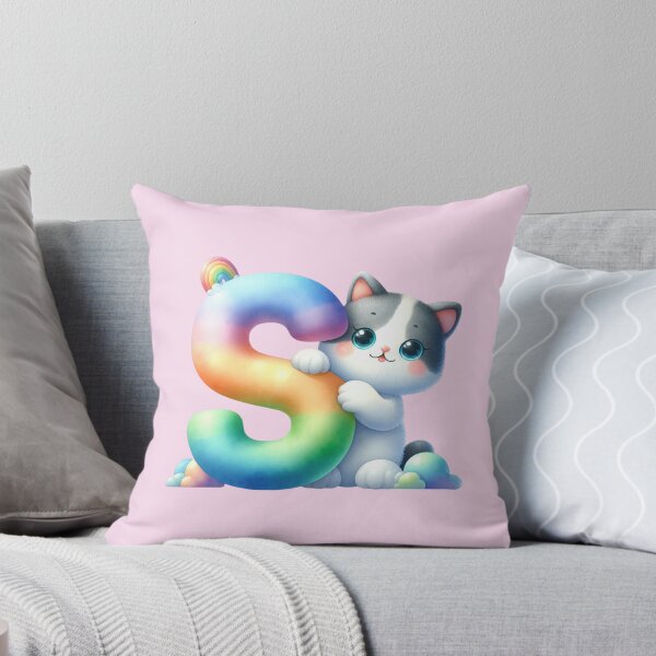 Item preview, Cute Cat Rainbow Letter S designed and sold by NettiesWallArt.
