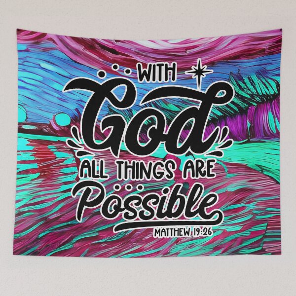 Item preview, Bible Verses About Healing - Matthew 19:26 - abstract Purple Beach Waves Scene designed and sold by SpartanDStore.