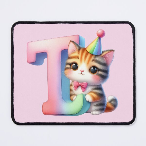 Item preview, Cute Cat Rainbow Letter T designed and sold by NettiesWallArt.
