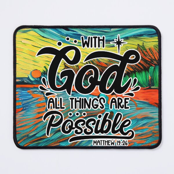 Item preview, Bible Verses About Healing - Matthew 19:26 - Turquoise abstract painting designed and sold by SpartanDStore.