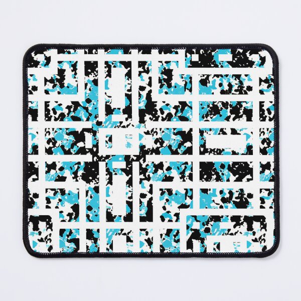 Item preview, Abstract Monochrome Maze - Ink Splatter with Aqua Accents Pattern designed and sold by EWNDesigns.