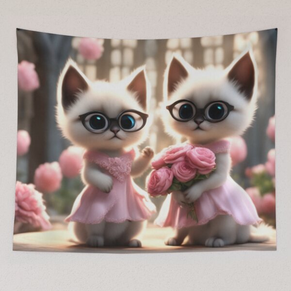 Item preview, cute Siamese cats at wedding ceremony designed and sold by jotottenham.