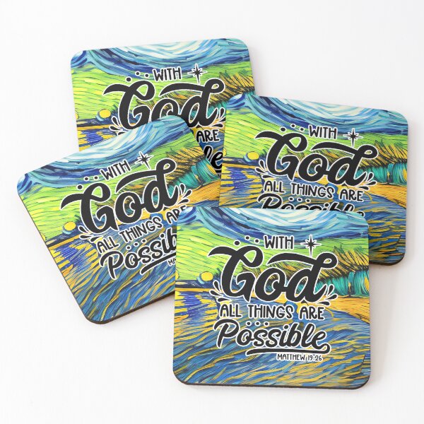 Item preview, Bible Verses About Healing - Matthew 19:26 - Blue abstract background designed and sold by ZenReiArt.
