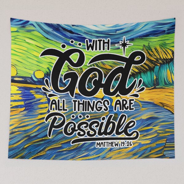 Item preview, Bible Verses About Healing - Matthew 19:26 - Blue abstract background designed and sold by SpartanDStore.