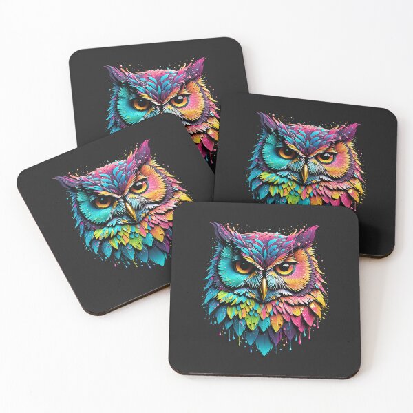 Item preview, Owl Neon color FACE SPLASH ART pastel colors designed and sold by yeekazar.