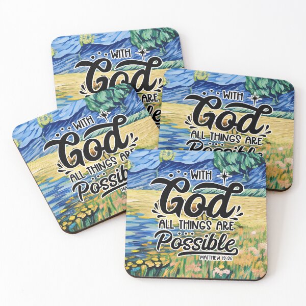Item preview, Bible Verses About Healing - Matthew 19:26 - Blue abstract hills painting designed and sold by SpartanDStore.