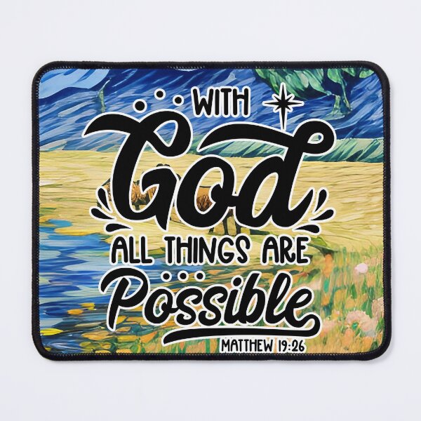 Item preview, Bible Verses About Healing - Matthew 19:26 - Blue abstract hills painting designed and sold by SpartanDStore.