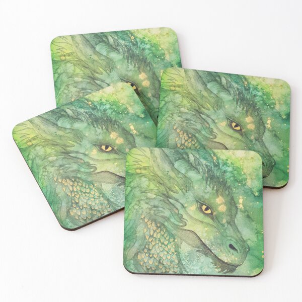 Item preview, green watercolor dragon designed and sold by studiovanharte.