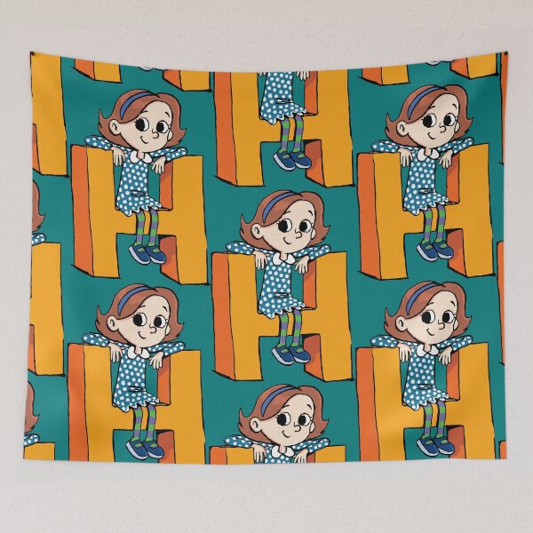 Item preview, girl is sitting on the capital letter H designed and sold by duxpavlic.