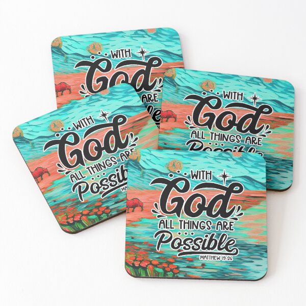 Item preview, Bible Verses About Healing - Matthew 19:26 - Turquoise abstract hills designed and sold by SpartanDStore.