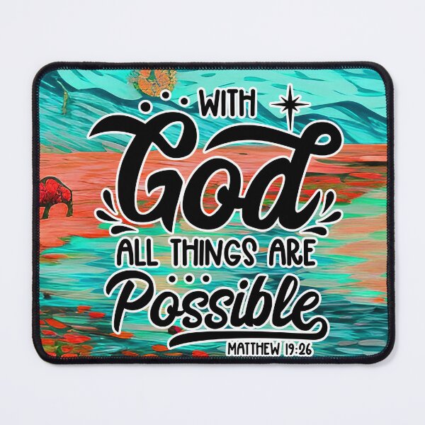 Item preview, Bible Verses About Healing - Matthew 19:26 - Turquoise abstract hills designed and sold by ZenReiArt.