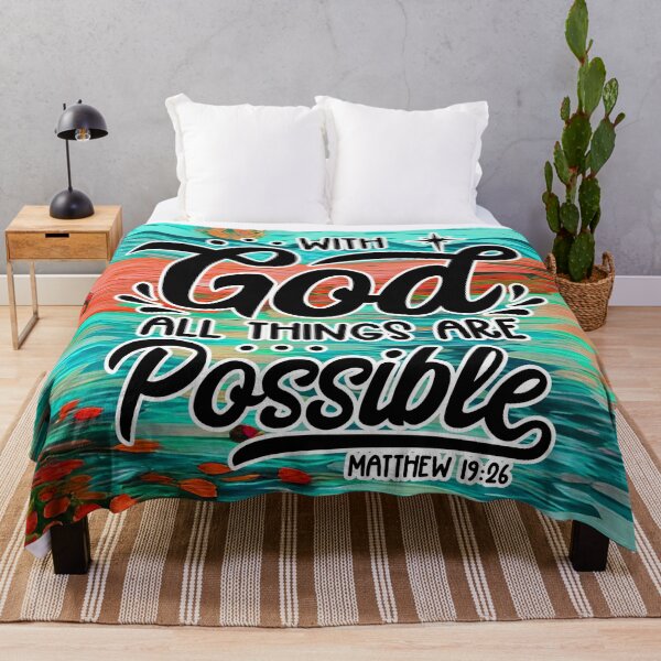 Item preview, Bible Verses About Healing - Matthew 19:26 - Turquoise abstract hills designed and sold by SpartanDStore.