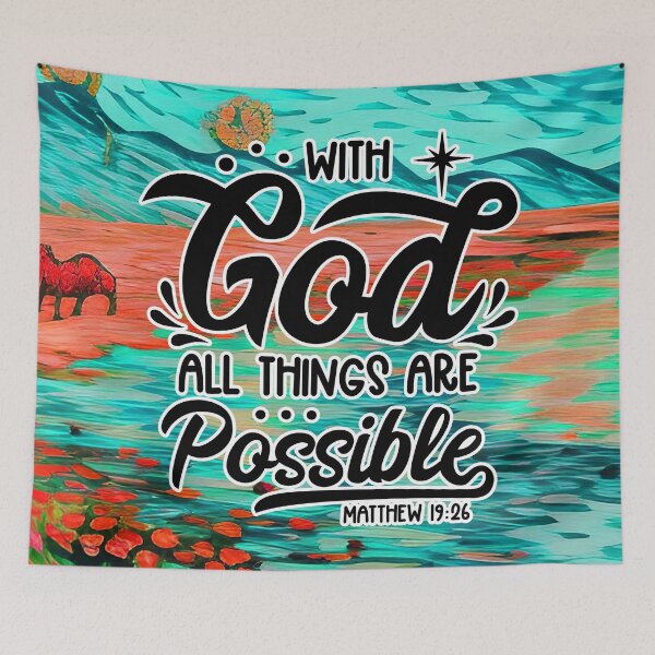 Item preview, Bible Verses About Healing - Matthew 19:26 - Turquoise abstract hills designed and sold by SpartanDStore.