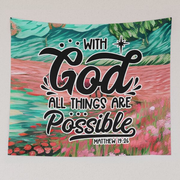 Item preview, Bible Verses About Healing - Matthew 19:26 - Turquoise hills painting designed and sold by SpartanDStore.