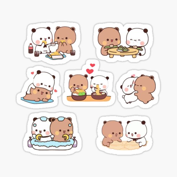 Item preview, Panda Bear And Brownie True Love BUBU DUDU Couple Goma peach Sugar Valentine xmas designed and sold by BlueSkylineArts.