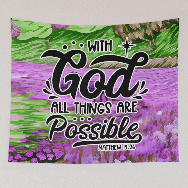 Item preview, Bible Verses About Healing - Matthew 19:26 - Purple Green abstract background designed and sold by SpartanDStore.