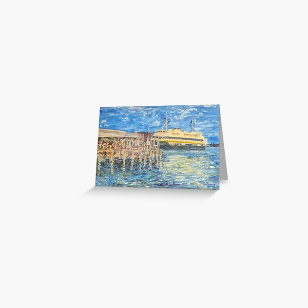 Vista previa del artículo con la obra «Ferry en Manly Wharf Pintura al óleo original», diseñado y vendido por martydav.