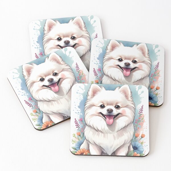 Item preview, Happy puppy white pomeranian designed and sold by Raluk.